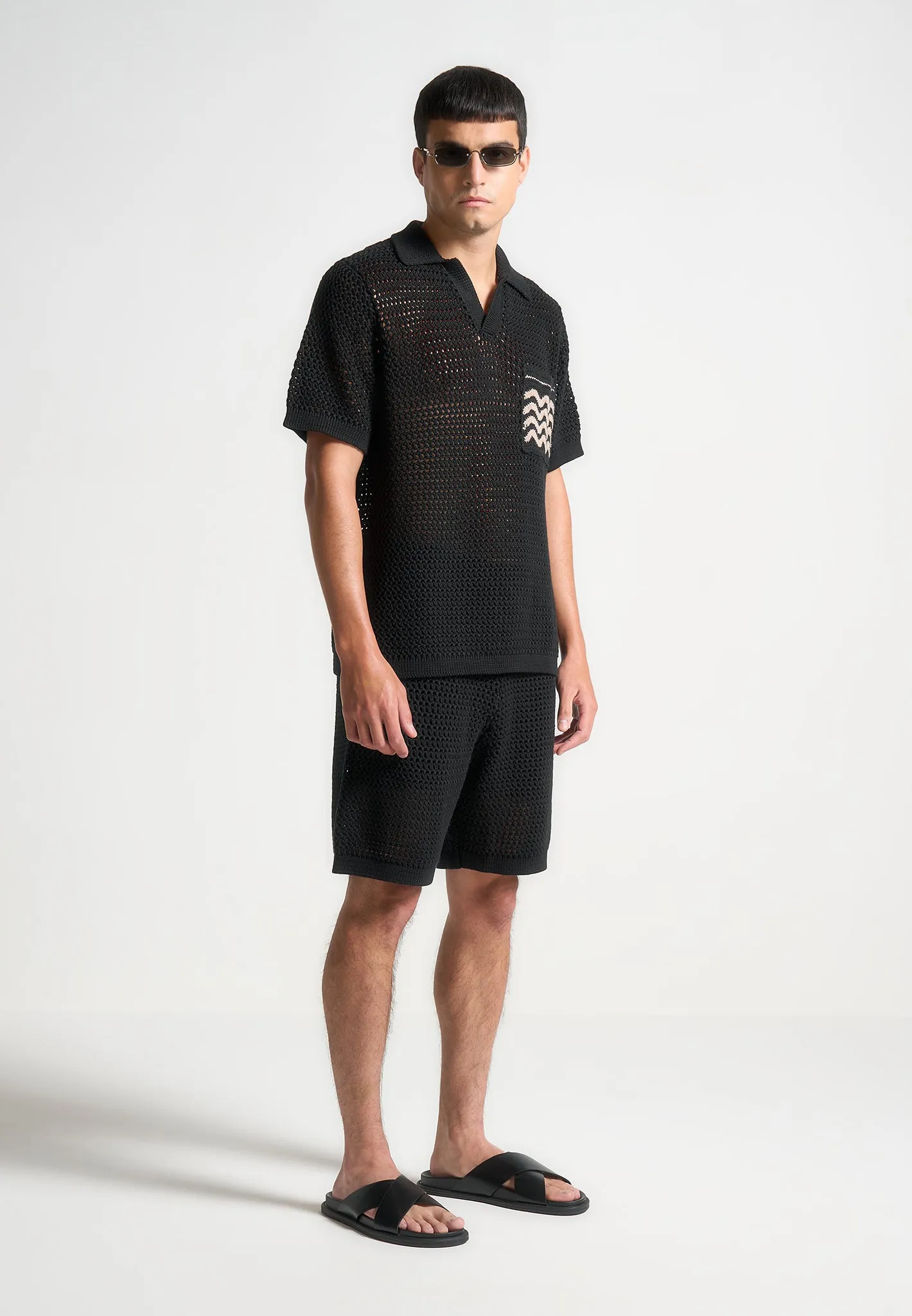 Crochet Knit Shorts - Black sold by Maniere De Voir product image thumbnail 3