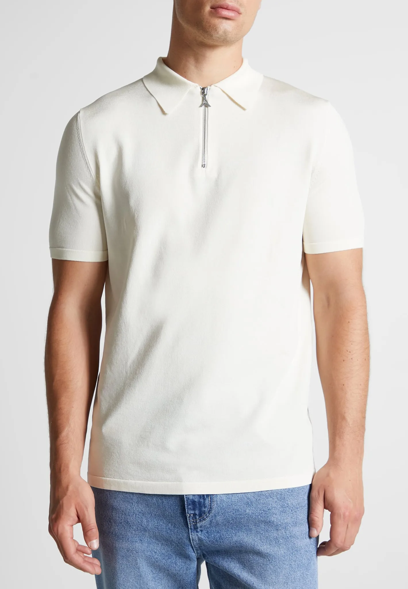 Luxe Polo Top With Zip - Off White sold by Maniere De Voir product image thumbnail 4
