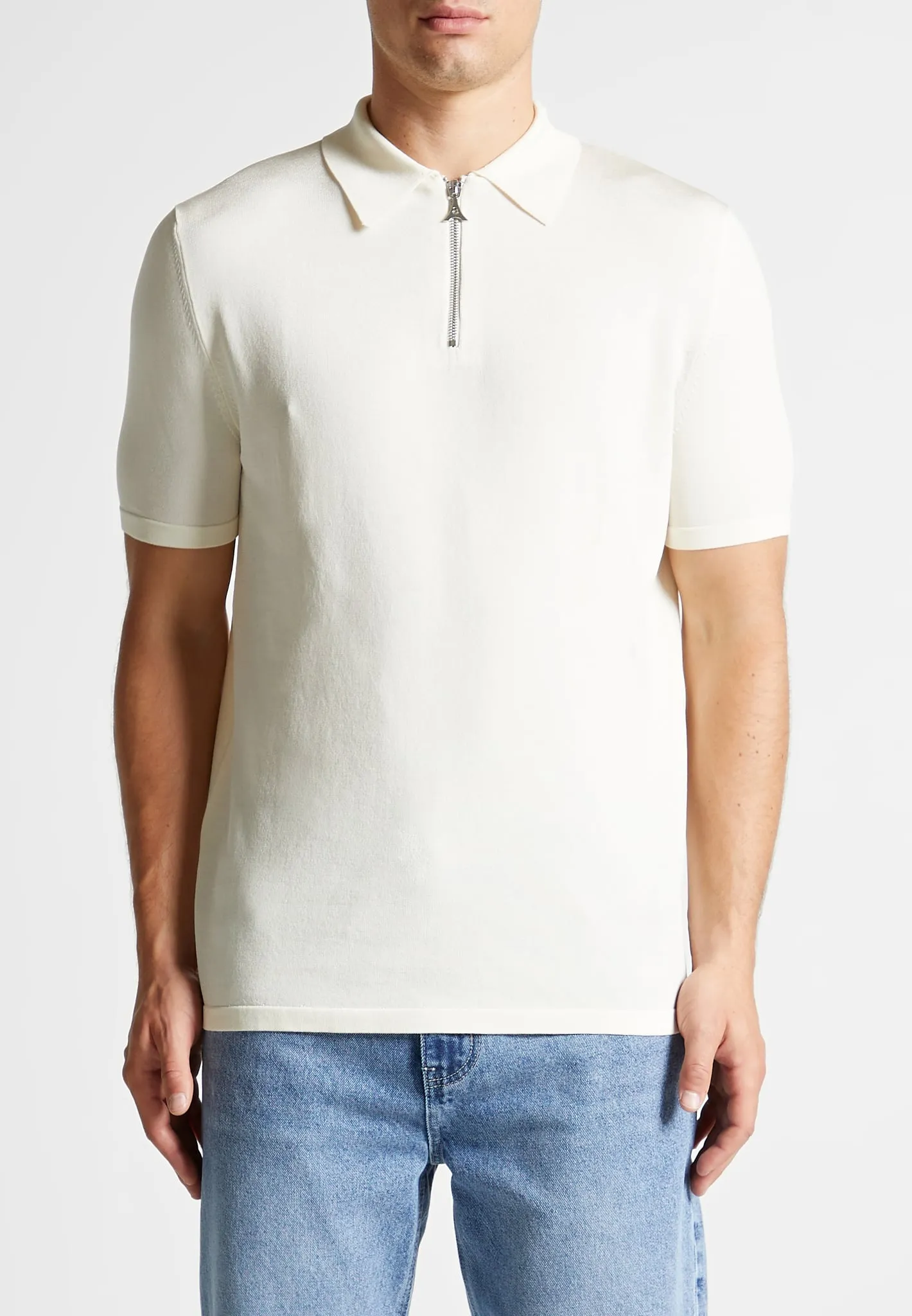 Luxe Polo Top With Zip - Off White sold by Maniere De Voir product image thumbnail 3