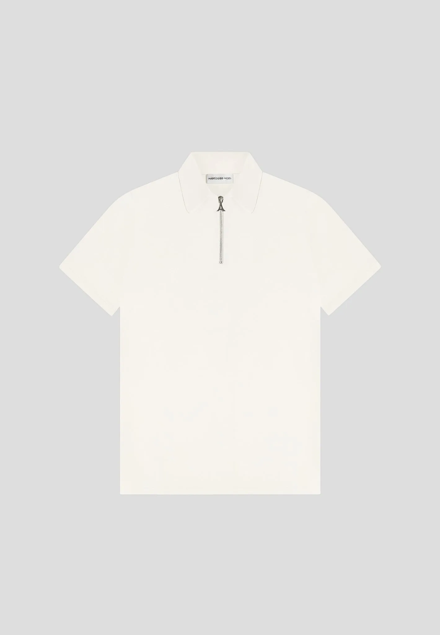 Luxe Polo Top With Zip - Off White sold by Maniere De Voir product image thumbnail 2