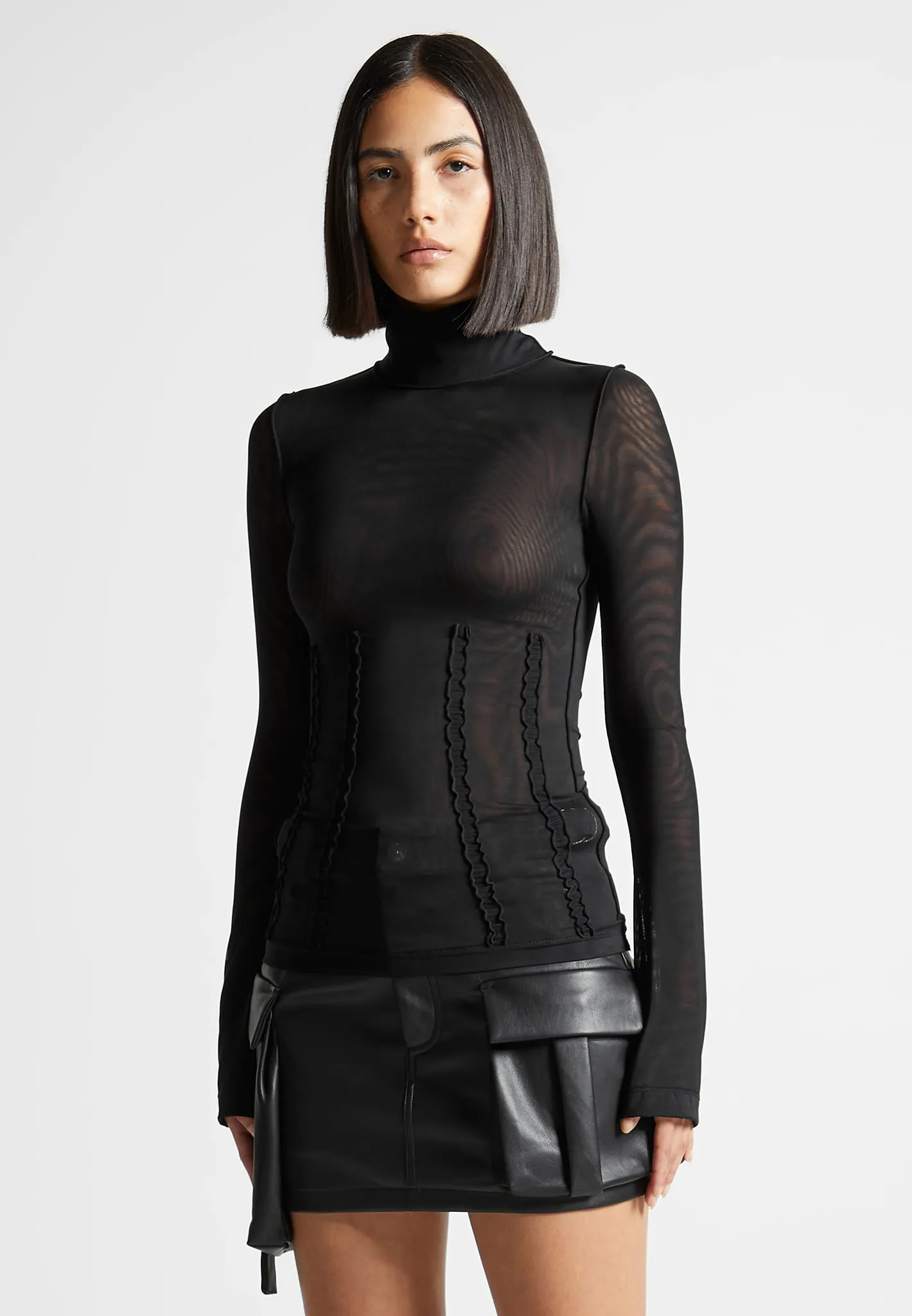 Mesh Double Layer Top - Black sold by Maniere De Voir product image thumbnail 5