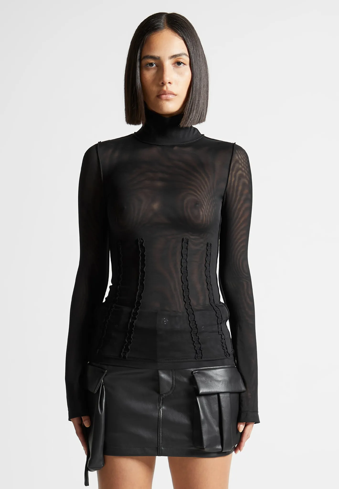 Mesh Double Layer Top - Black sold by Maniere De Voir product image thumbnail 4