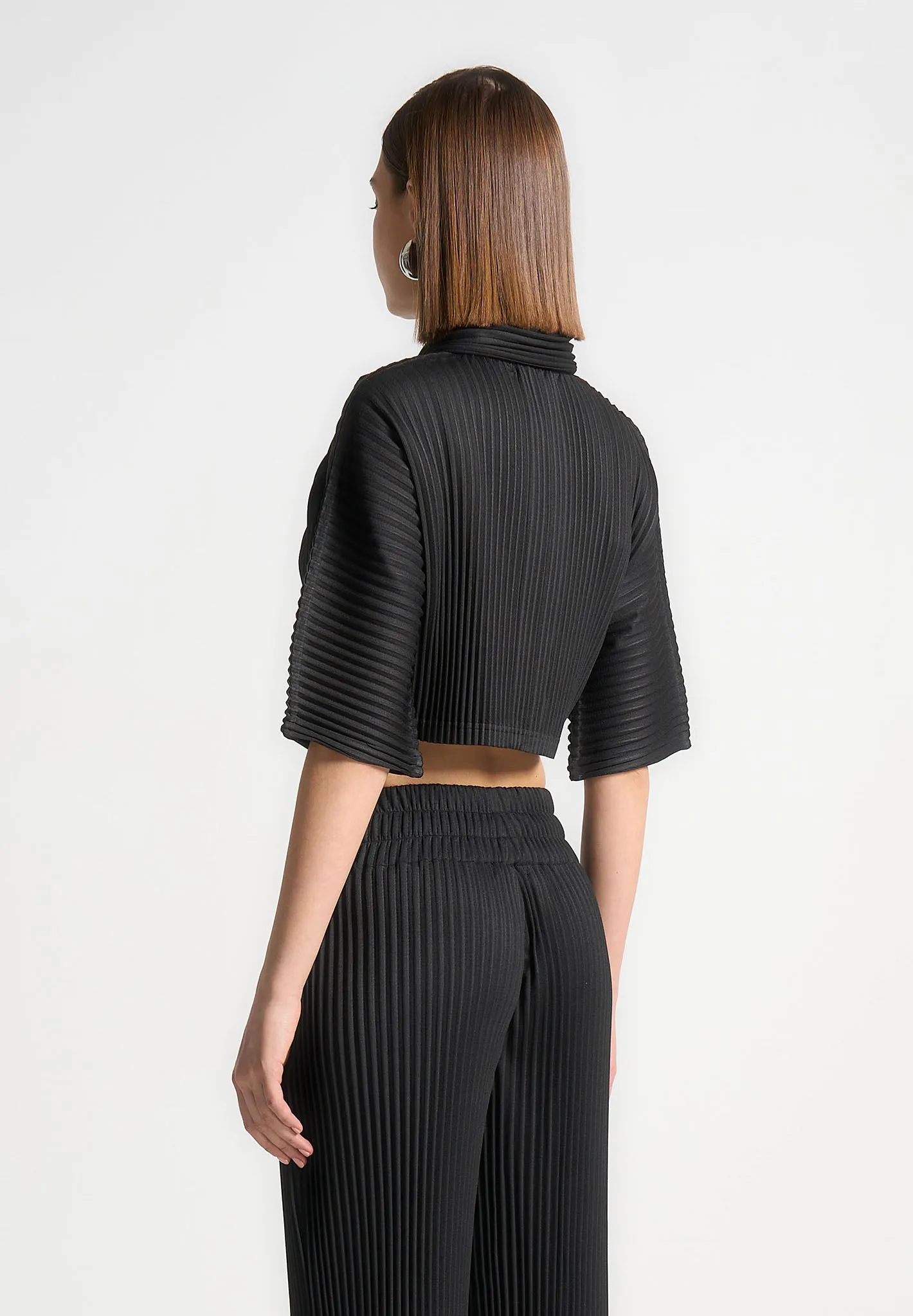 Mona - Pleated Cropped Shirt - Black sold by Maniere De Voir product image thumbnail 4