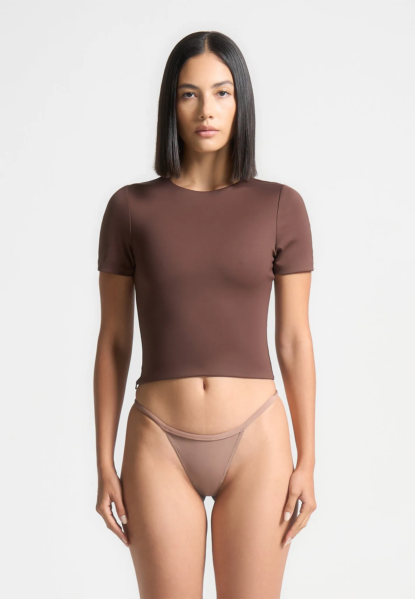 Léna - Double Layer Short Sleeve T-Shirt - Brown sold by Maniere De Voir