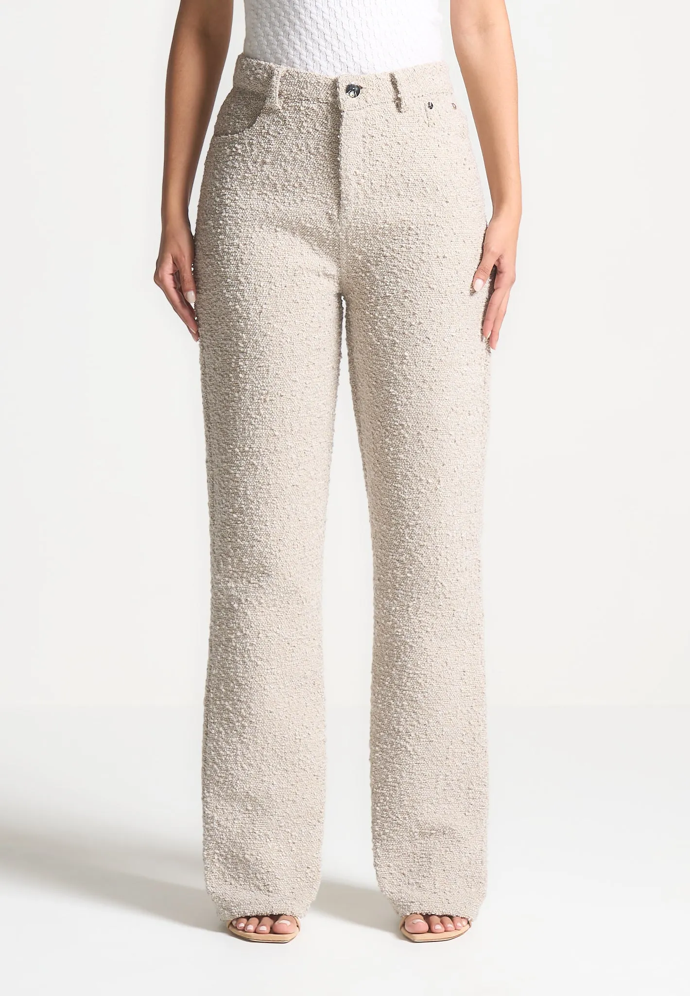 Sara - Boucle Boyfriend Trousers - Beige sold by Maniere De Voir product image thumbnail 5