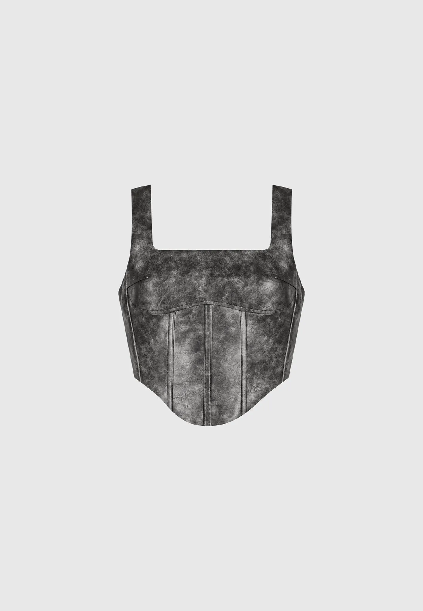 Vintage Leather Corset Top - Grey sold by Maniere De Voir product image thumbnail 2