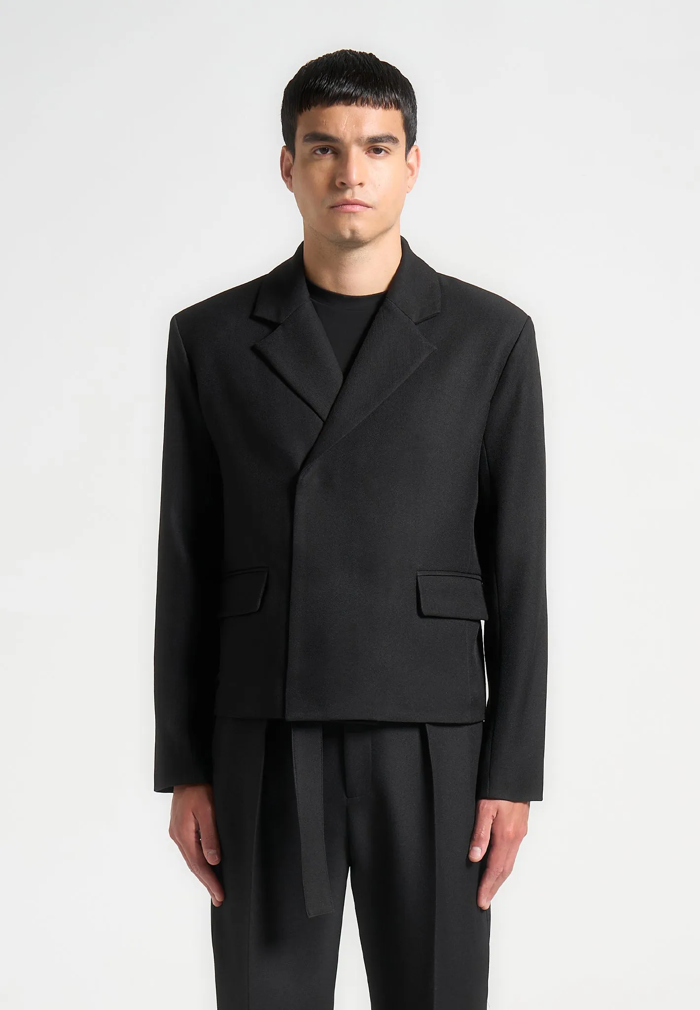 Hector - Double Breasted Tailored Cropped Blazer - Black sold by Maniere De Voir product image thumbnail 5