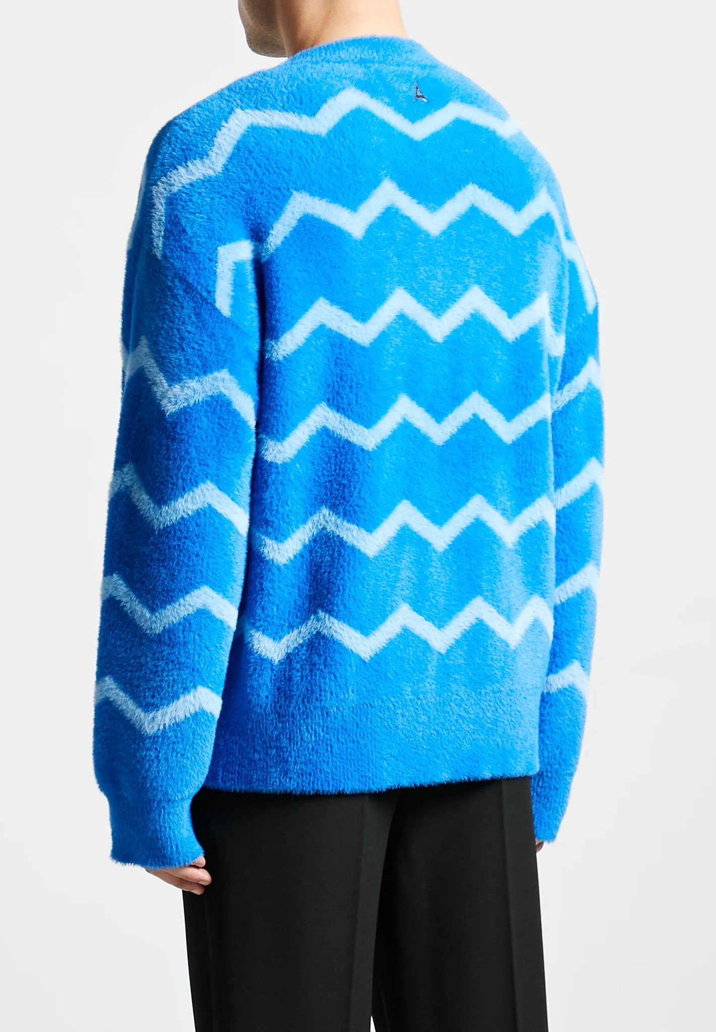 Mohair Effect Zig Zag Jumper - Blue sold by Maniere De Voir product image thumbnail 5