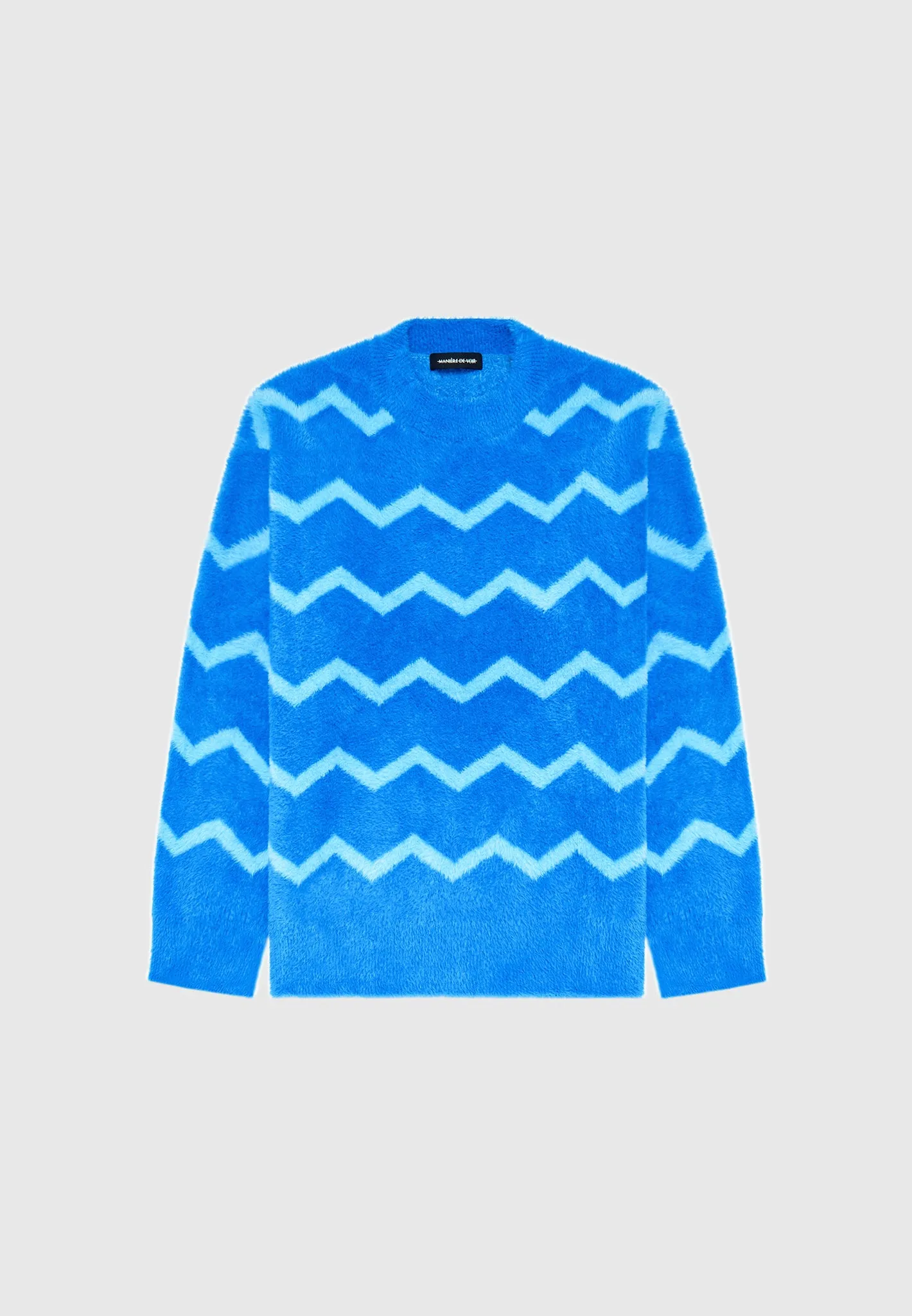 Mohair Effect Zig Zag Jumper - Blue sold by Maniere De Voir product image thumbnail 2