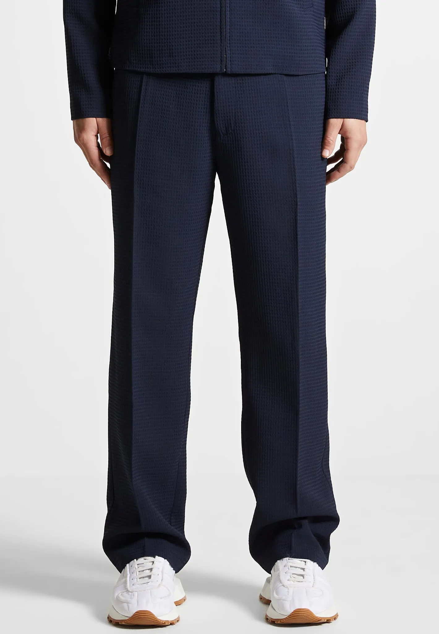 Waffle Seersucker Trousers - Navy sold by Maniere De Voir product image thumbnail 3