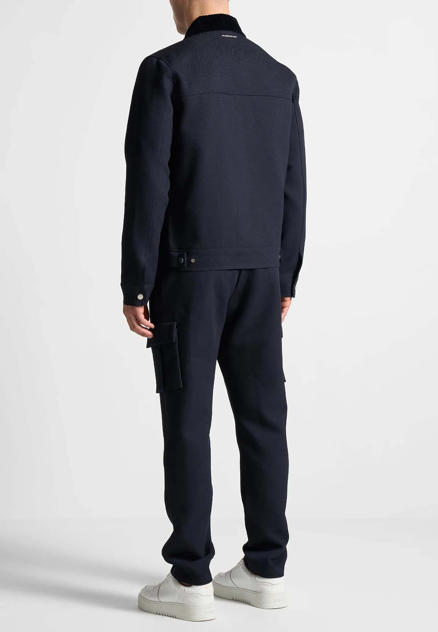 Twill Trucker Jacket with Velvet Collar - Navy sold by Maniere De Voir product image thumbnail 5
