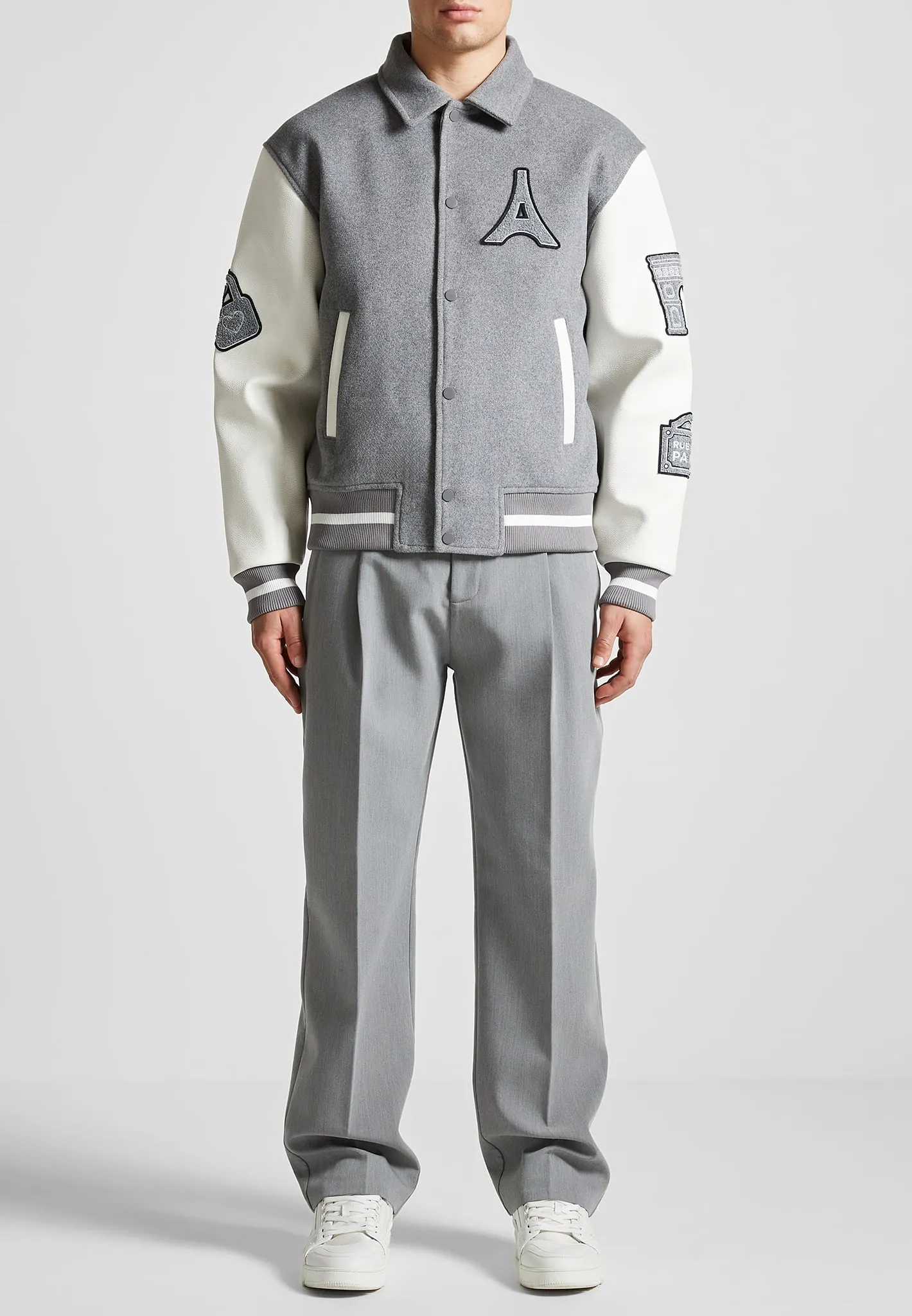 Oscar - Mona Lisa Wool Blend Varsity Jacket - Grey sold by Maniere De Voir product image thumbnail 3