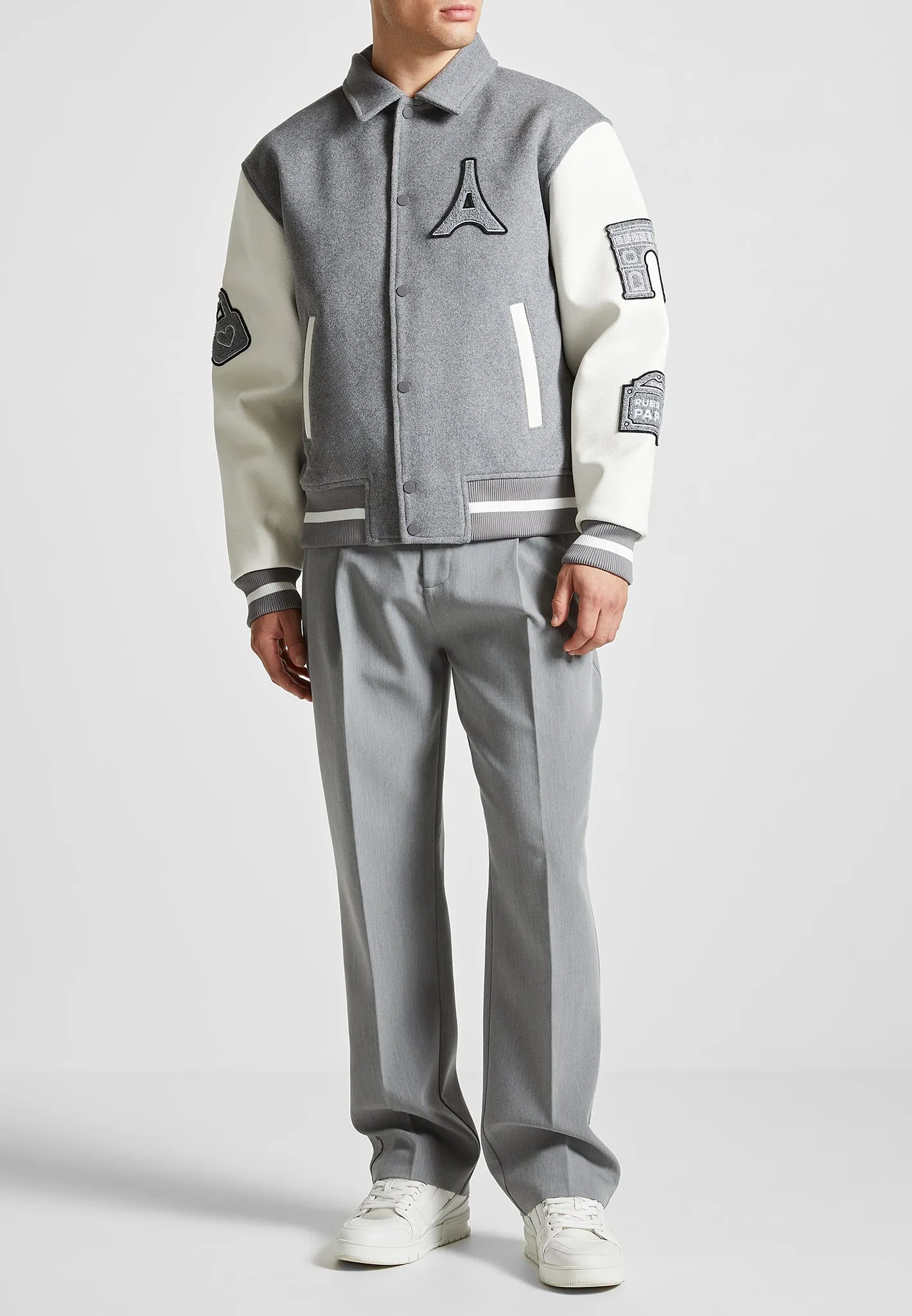 Oscar - Mona Lisa Wool Blend Varsity Jacket - Grey sold by Maniere De Voir product image thumbnail 5