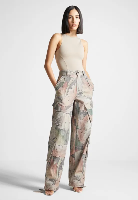 High Waisted Renaissance Camo Cargo Pants - Multi sold by Maniere De Voir