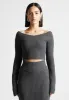 Off Shoulder Knit Crop Top - Grey Marl sold by Maniere De Voir
