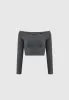 Off Shoulder Knit Crop Top - Grey Marl sold by Maniere De Voir