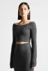 Off Shoulder Knit Crop Top - Grey Marl sold by Maniere De Voir