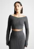 Off Shoulder Knit Crop Top - Grey Marl sold by Maniere De Voir