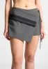 Pinstripe Tailored Mini Skort with Tie - Grey sold by Maniere De Voir