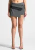 Pinstripe Tailored Mini Skort with Tie - Grey sold by Maniere De Voir