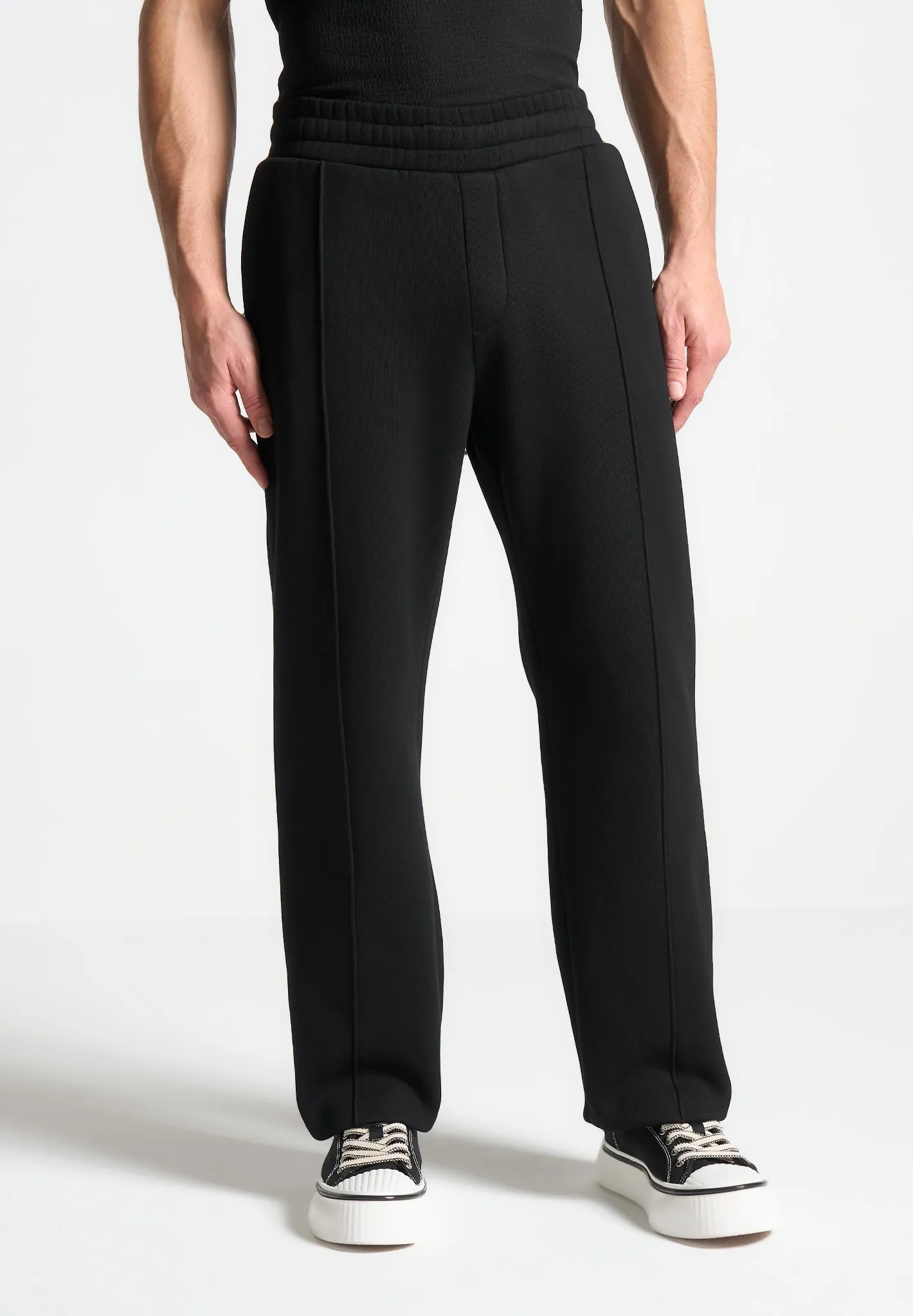 Éternel 420GSM Eiffel Embossed Pintuck Joggers - Black sold by Maniere De Voir product image thumbnail 5