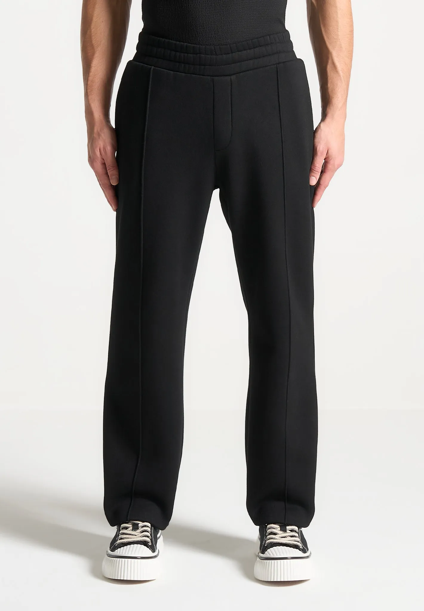 Éternel 420GSM Eiffel Embossed Pintuck Joggers - Black sold by Maniere De Voir product image thumbnail 3