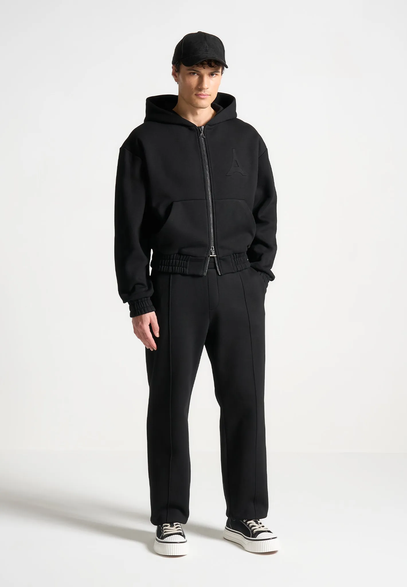 Éternel 420GSM Eiffel Embossed Pintuck Joggers - Black sold by Maniere De Voir