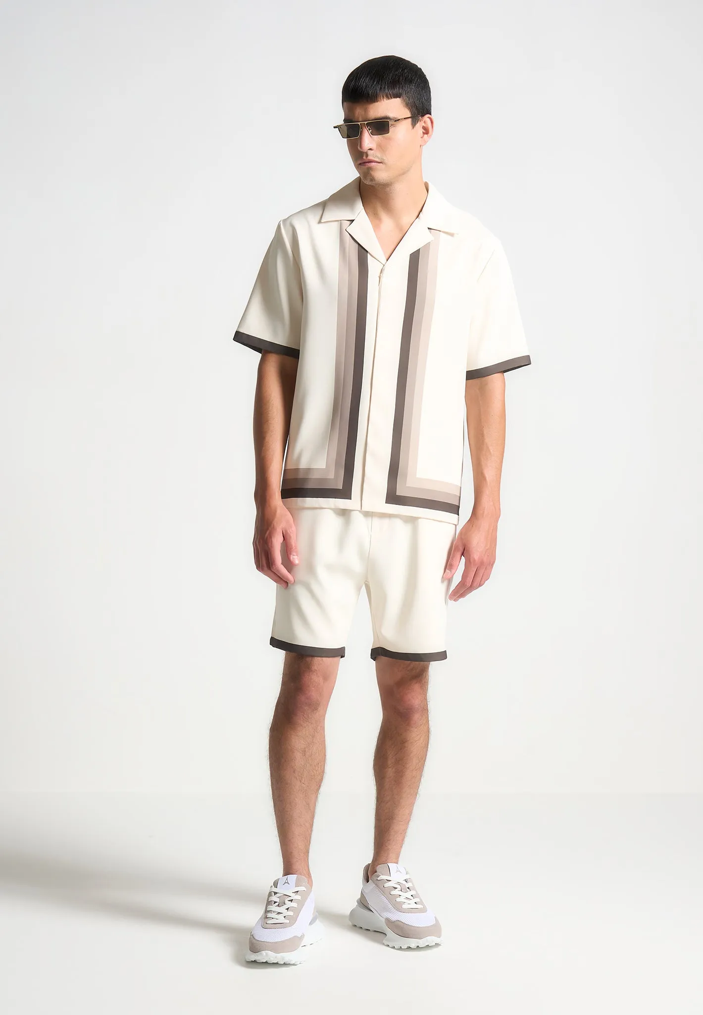Nathan - Ombré Border Revere Shirt - Cream/Brown sold by Maniere De Voir product image thumbnail 5