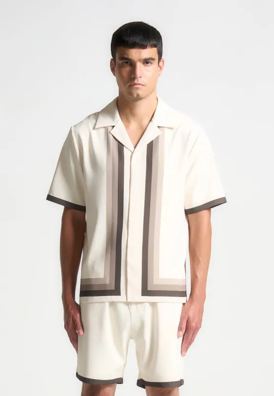 Nathan - Ombré Border Revere Shirt - Cream/Brown sold by Maniere De Voir