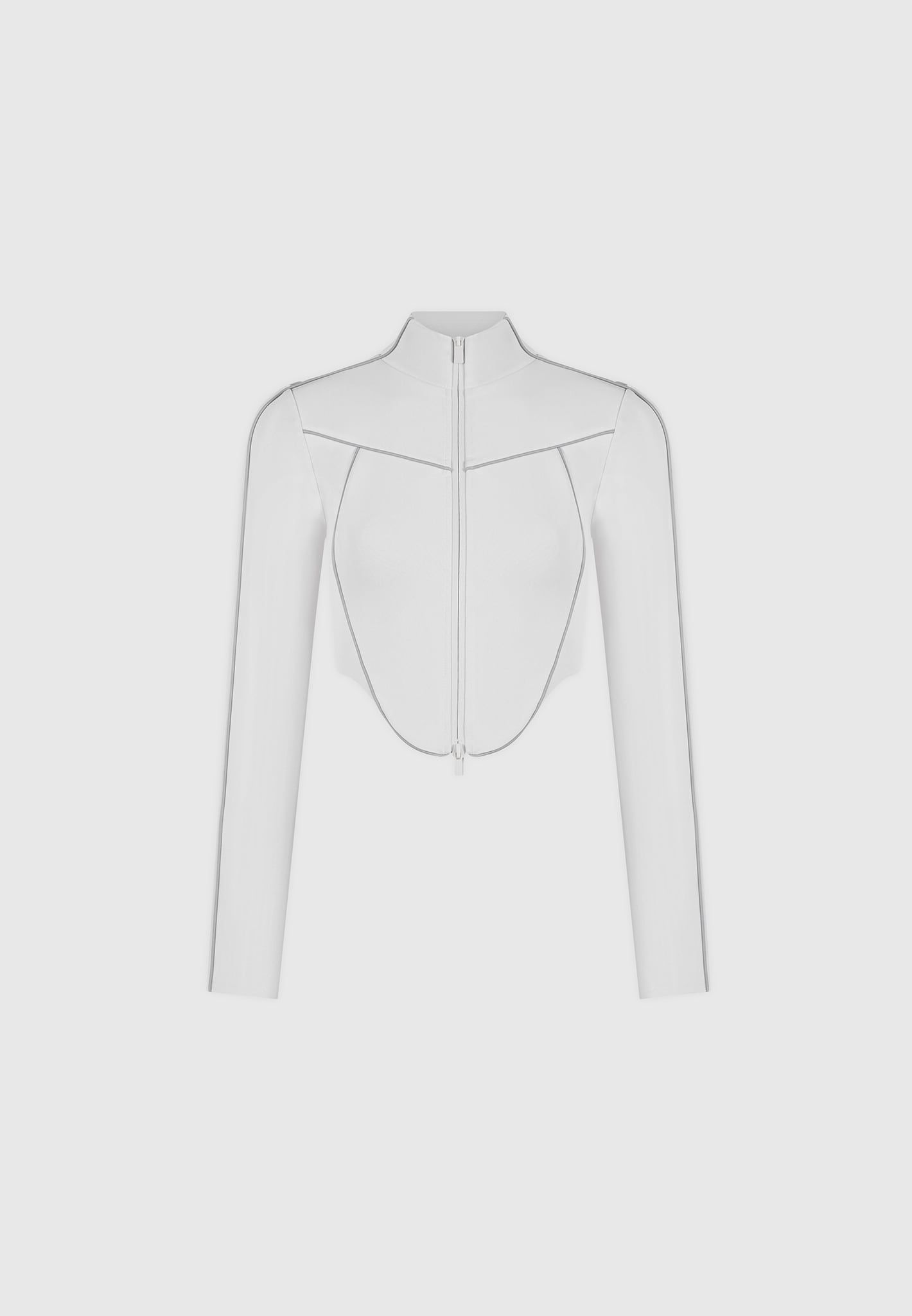 Reflective Piped Long Sleeve Corset Jacket - Grey sold by Maniere De Voir product image thumbnail 2