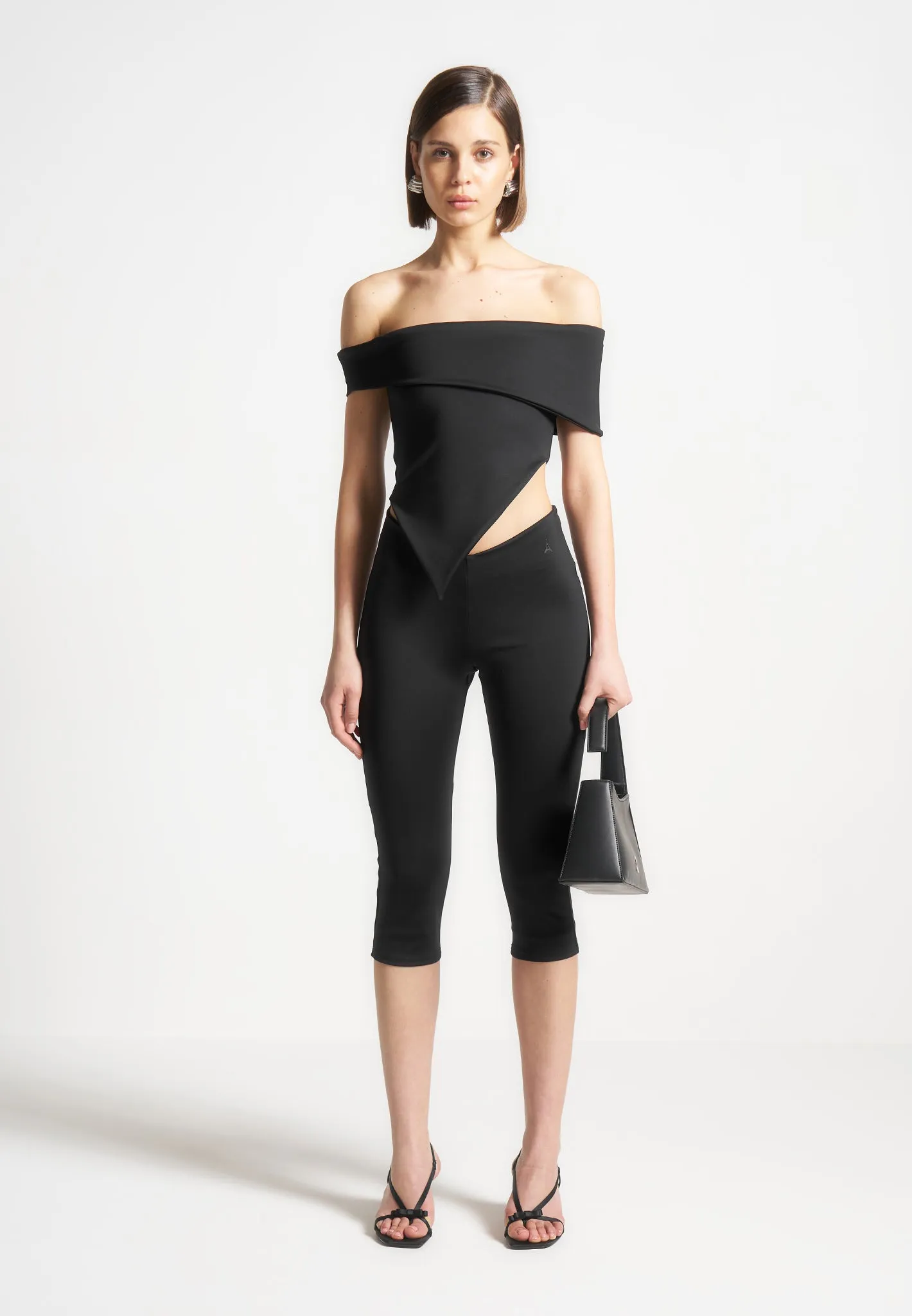 Angled Hem Bardot Top - Black sold by Maniere De Voir product image thumbnail 2