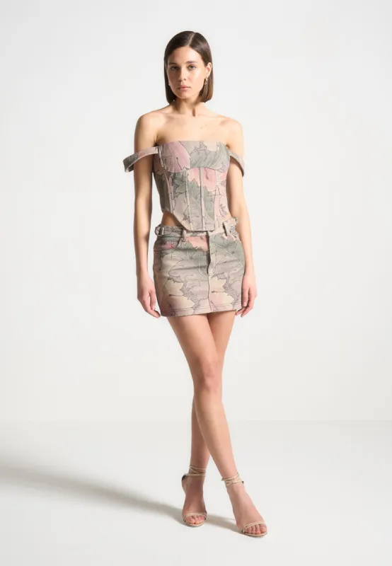 Renaissance Camo Mini Skirt - Multi sold by Maniere De Voir