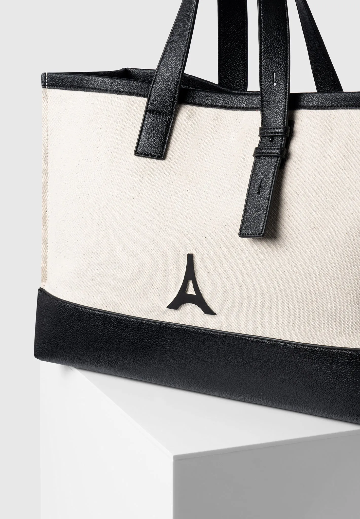 Romane - Eiffel Detail Canvas Tote Bag - Beige/Black sold by Maniere De Voir product image thumbnail 4
