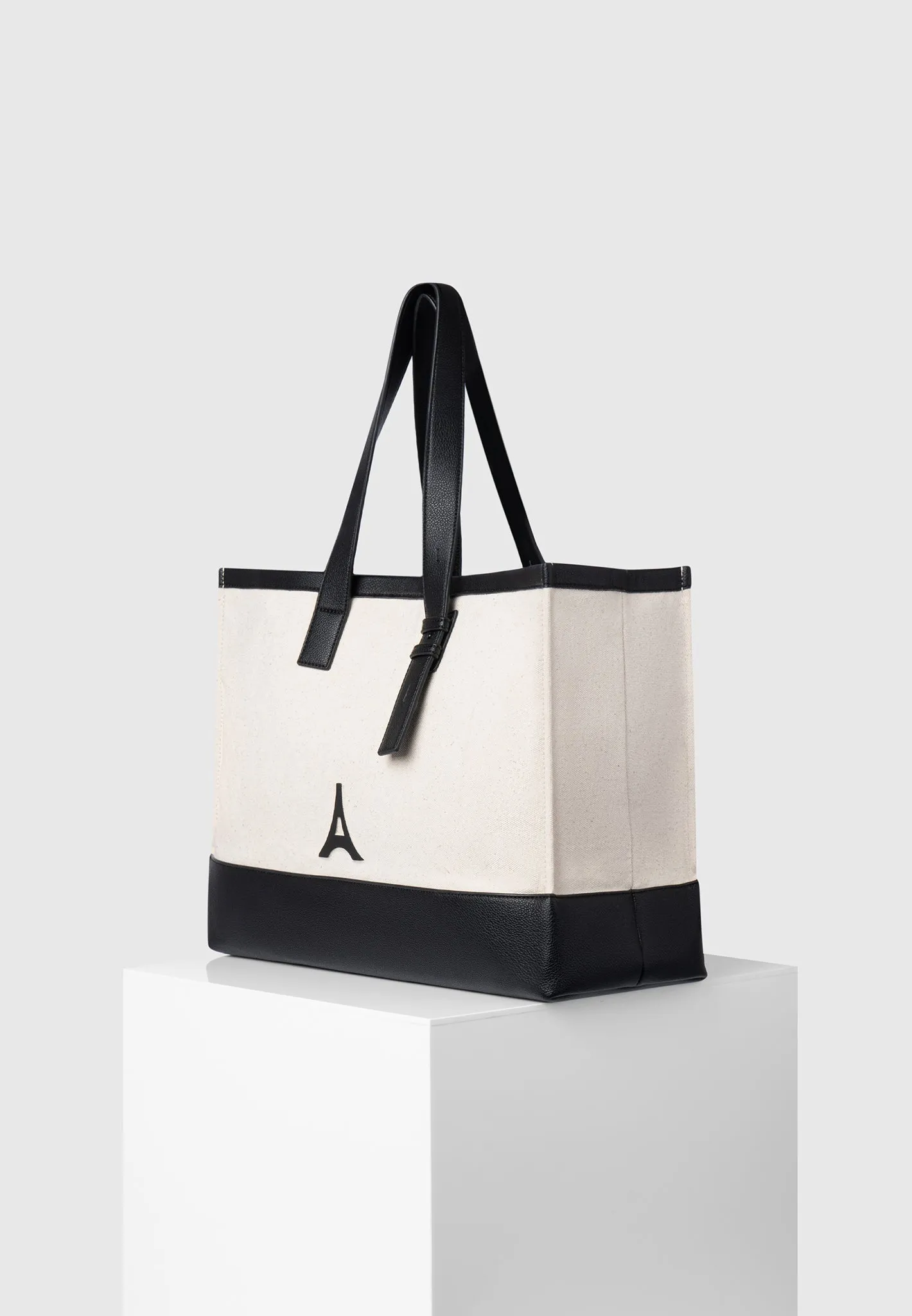 Romane - Eiffel Detail Canvas Tote Bag - Beige/Black sold by Maniere De Voir product image thumbnail 3