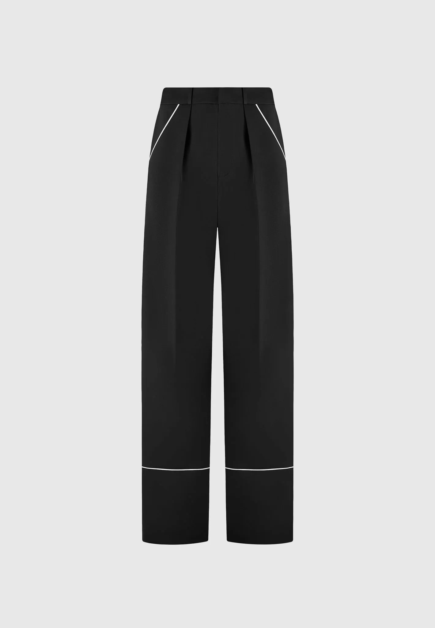 Mina - Contrast Piped Pleated Trousers - Black/White sold by Maniere De Voir product image thumbnail 5