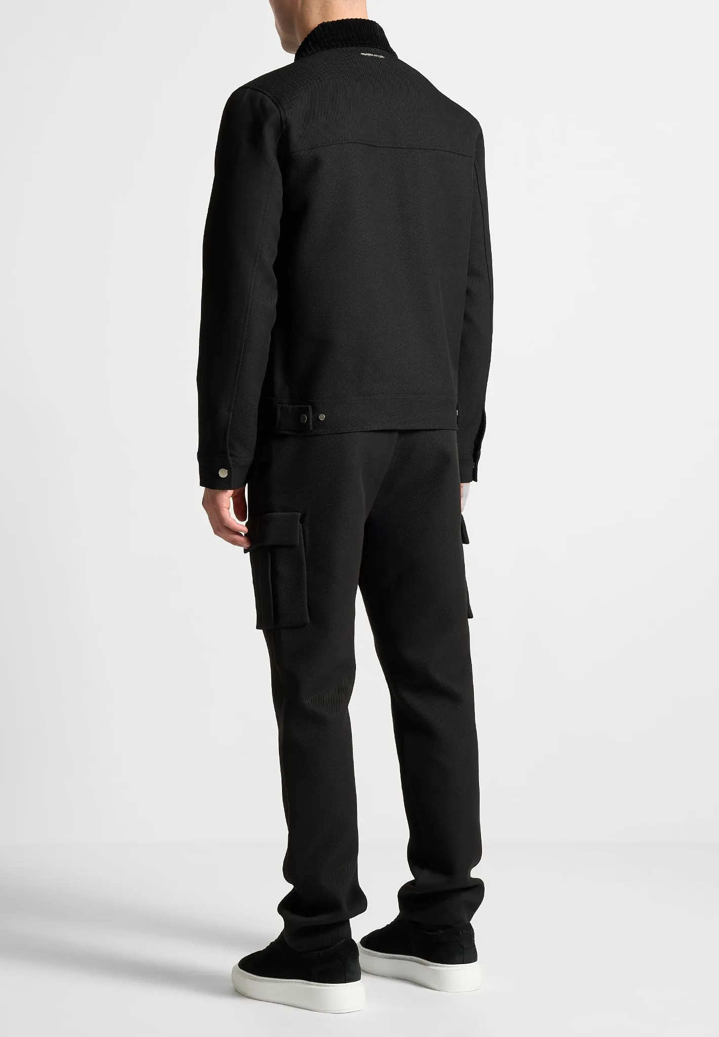 Twill Trucker Jacket with Velvet Collar - Black sold by Maniere De Voir product image thumbnail 5