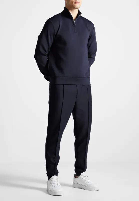 Neoprene High Neck Zip Jumper - Navy sold by Maniere De Voir