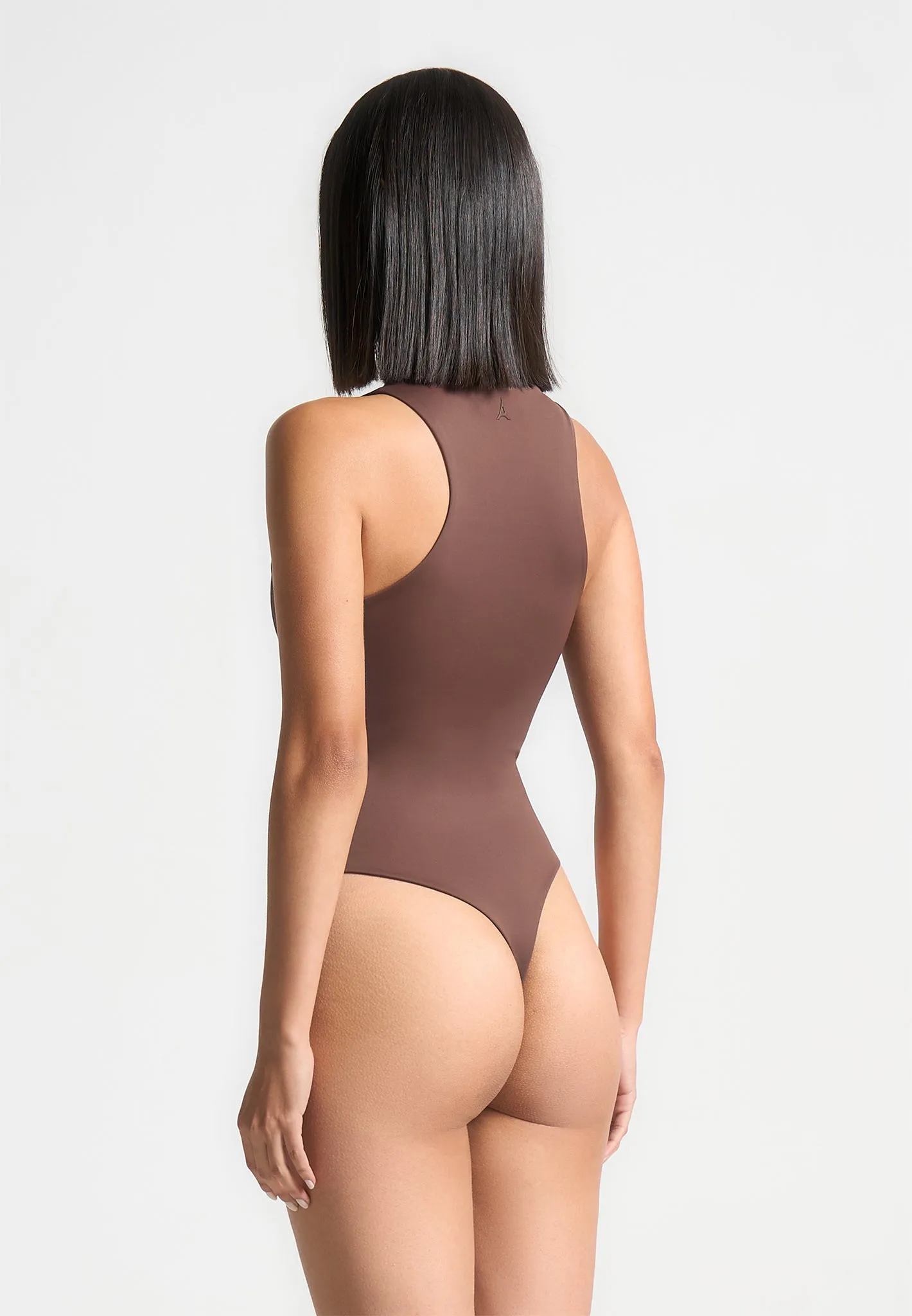 Ines - Double Layer Racer Neck Bodysuit - Brown sold by Maniere De Voir product image thumbnail 4