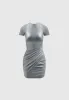 Leather Gathered Dress - Grey sold by Maniere De Voir