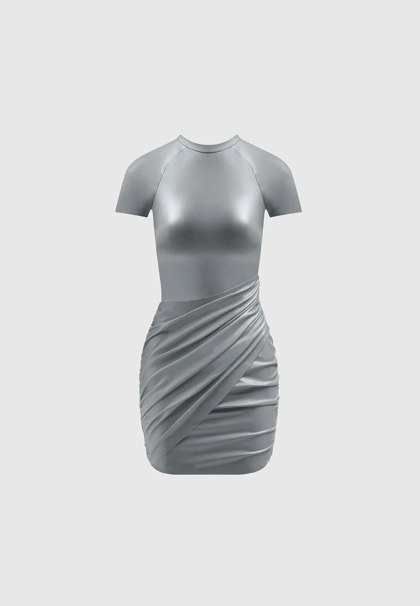 Leather Gathered Dress - Grey sold by Maniere De Voir product image thumbnail 2