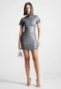Leather Gathered Dress - Grey sold by Maniere De Voir