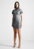 Leather Gathered Dress - Grey sold by Maniere De Voir