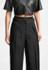 Sofia - Satin Waistband Pinstripe Trousers - Black sold by Maniere De Voir