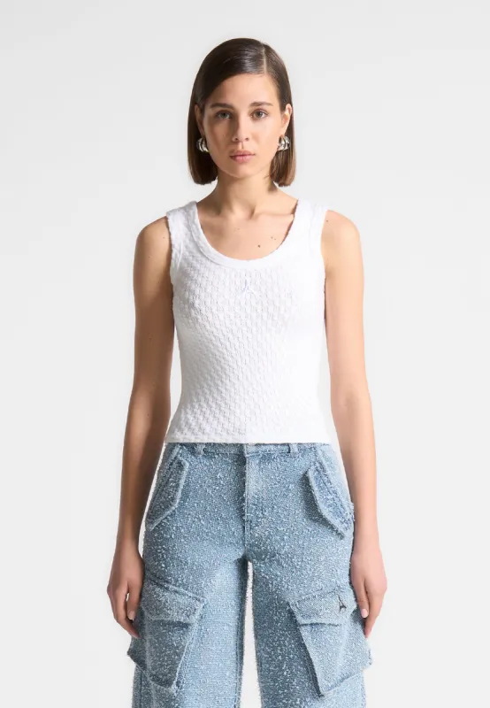 Alya - Eiffel Knitted Tank Top - White sold by Maniere De Voir