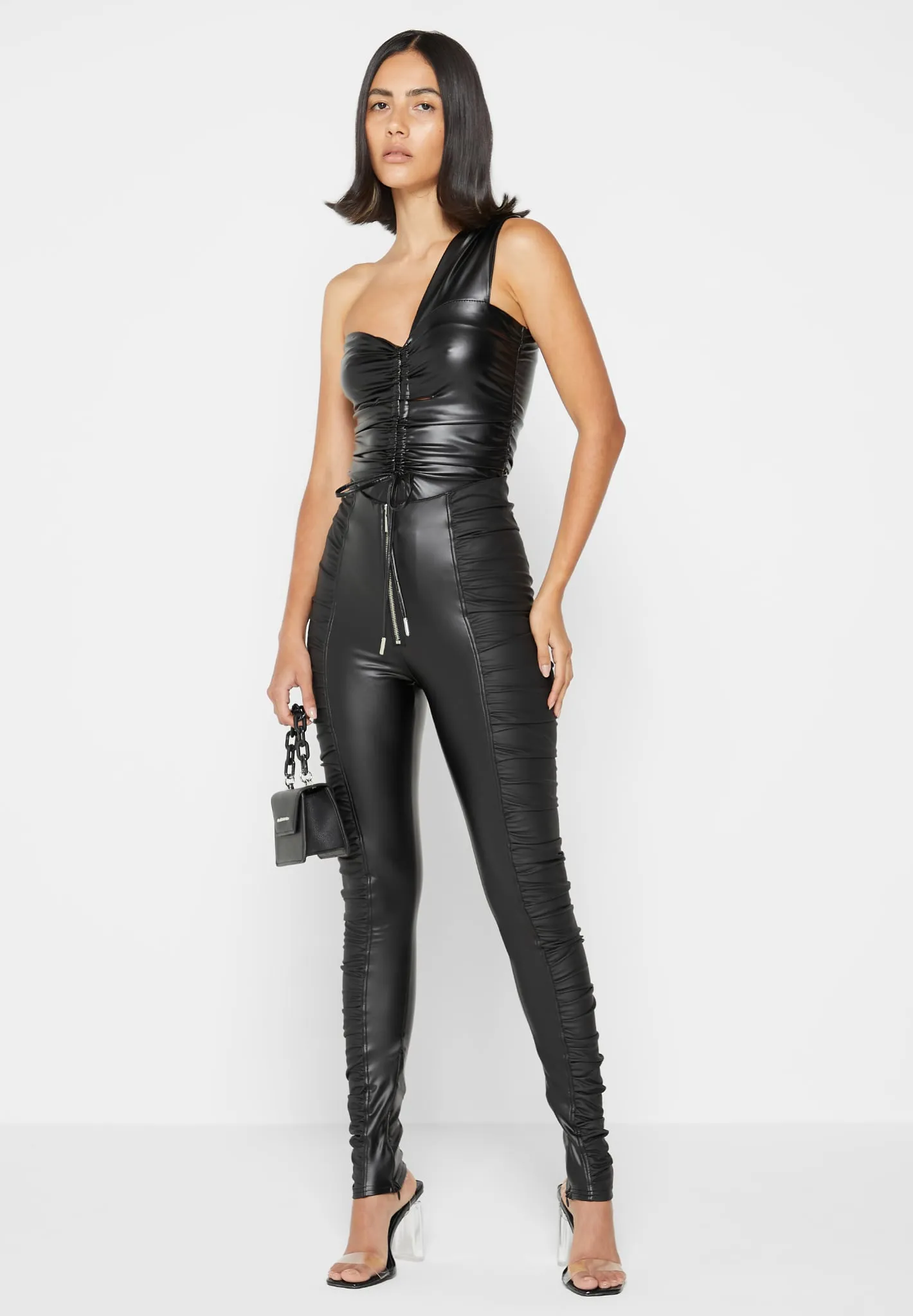 Ruched Leather Leggings - Black sold by Maniere De Voir product image thumbnail 3