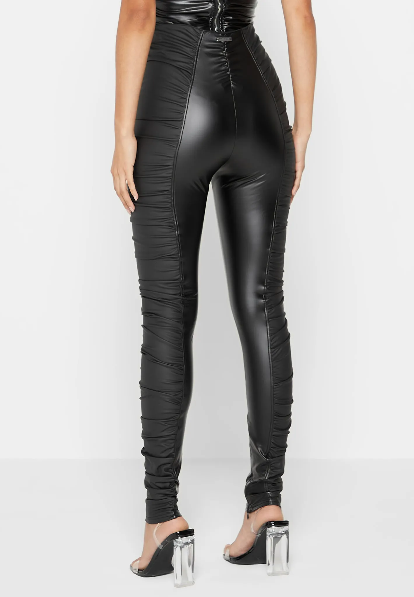 Ruched Leather Leggings - Black sold by Maniere De Voir product image thumbnail 5