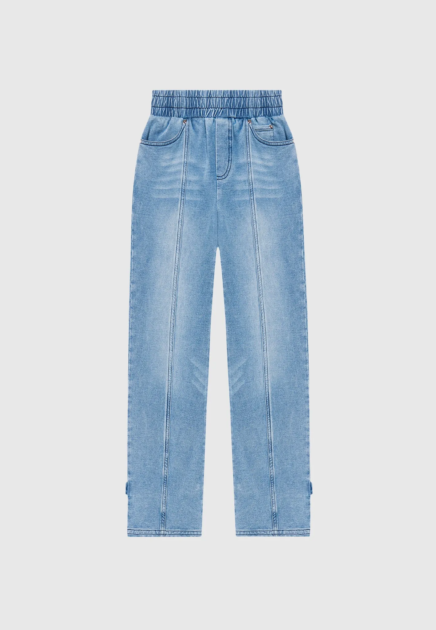 Washed Denim Jersey Joggers - Mid Blue sold by Maniere De Voir product image thumbnail 5