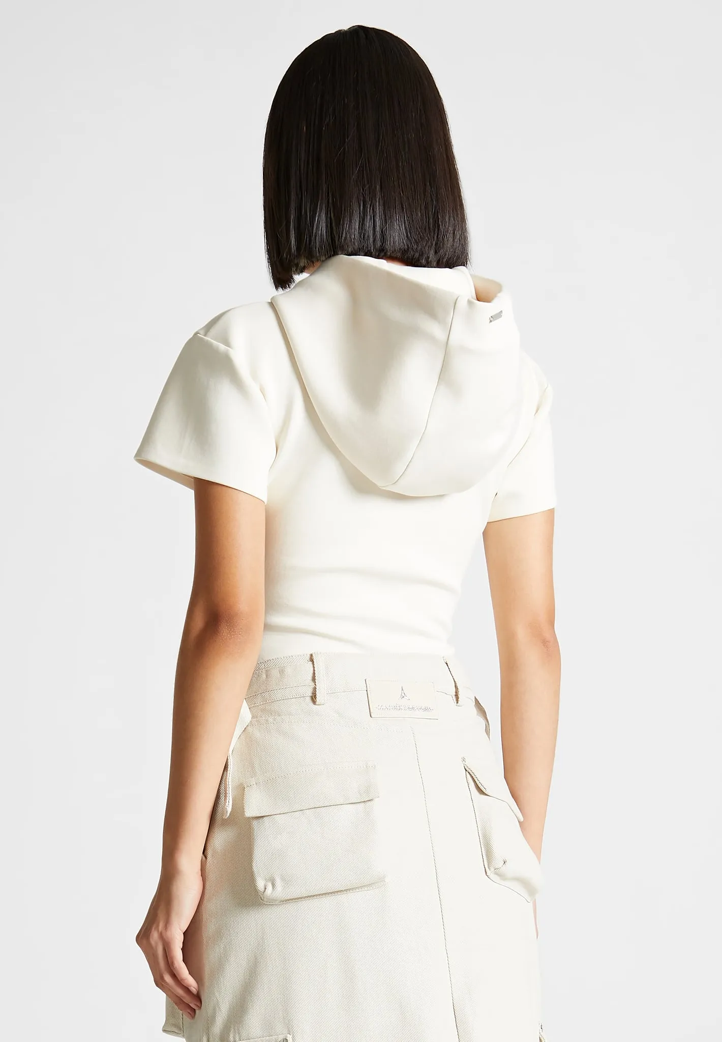 Short Sleeve Bodysuit with Hood - Beige sold by Maniere De Voir product image thumbnail 5