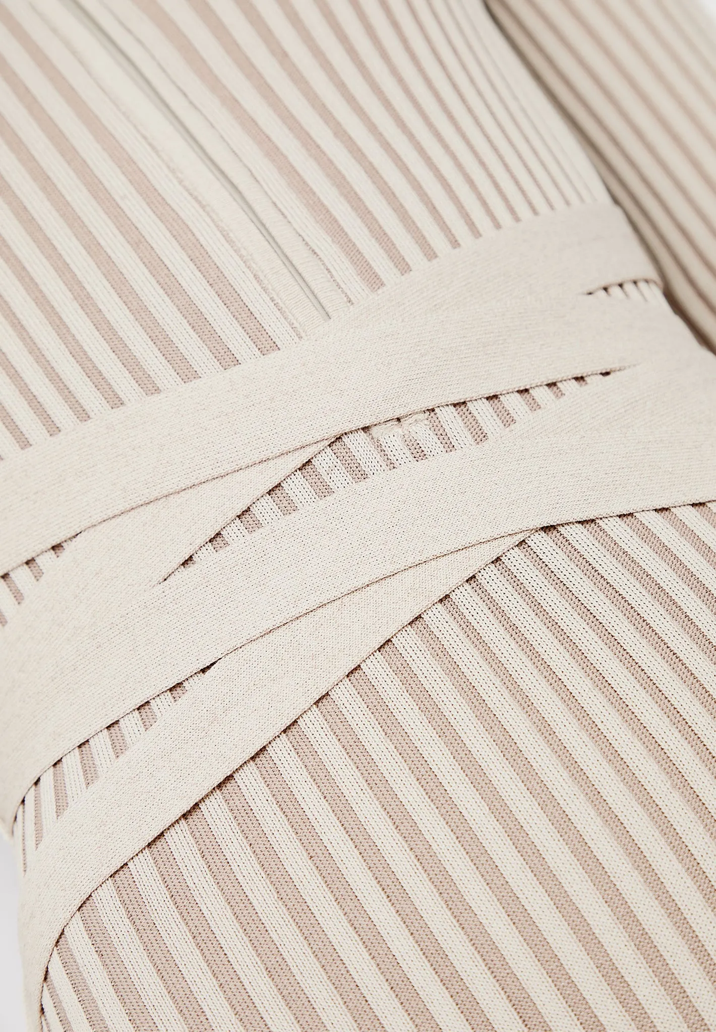 Knitted Two Tone Jumpsuit with Belt - Beige/Taupe sold by Maniere De Voir product image thumbnail 5