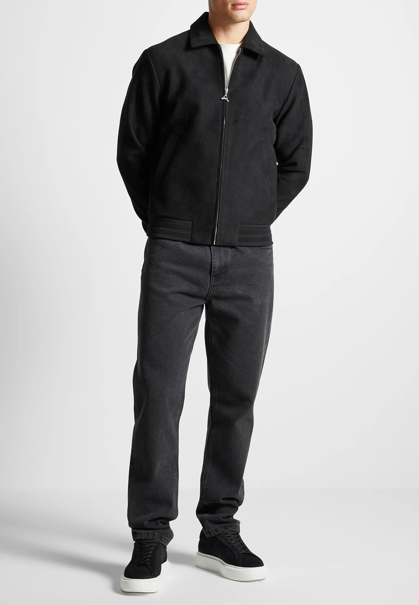 Vegan Suede Bomber Jacket - Black sold by Maniere De Voir